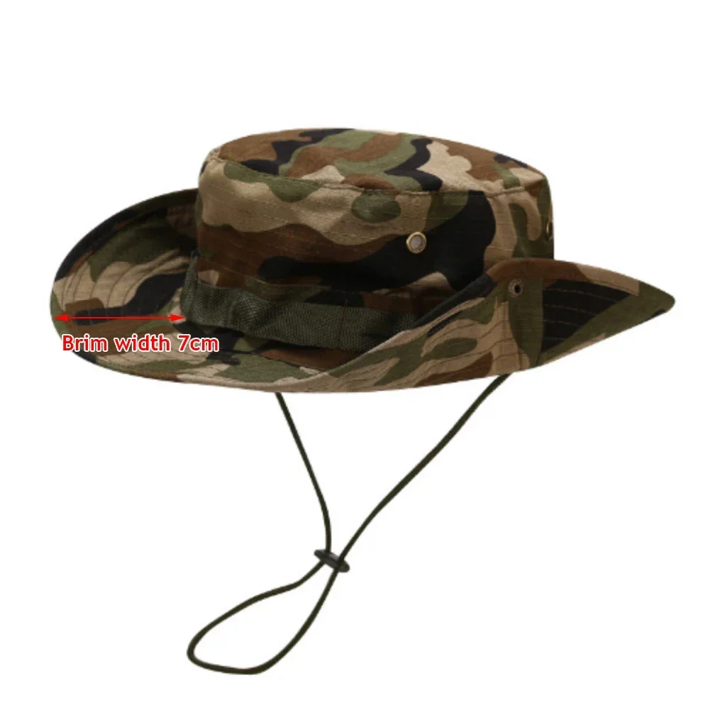 Camouflage Hat Men Tactical Boonie US Bucket Hunting Hiking Outdoor Sun Panama Summer Sports