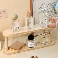 Wooden Storage Shelf 2-Tiers Desktop Organizer Shelves Desk Perfume Display Rack Desktop Dressing Table Cosmetics Storage Rack 3