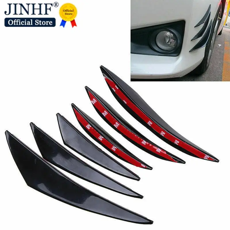 Front Bumper Lip Diffuser Splitter Fins Body Spoiler Canards Valence Chin 6pcs/set Car Tuning