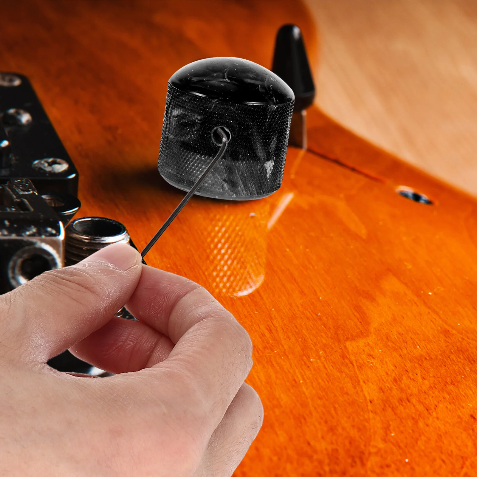 

Electric Guitar Knob Black Professional Bass Volume Knobs Instrument Accessories Wrench Tone Metal Plastic Wrenches Control
