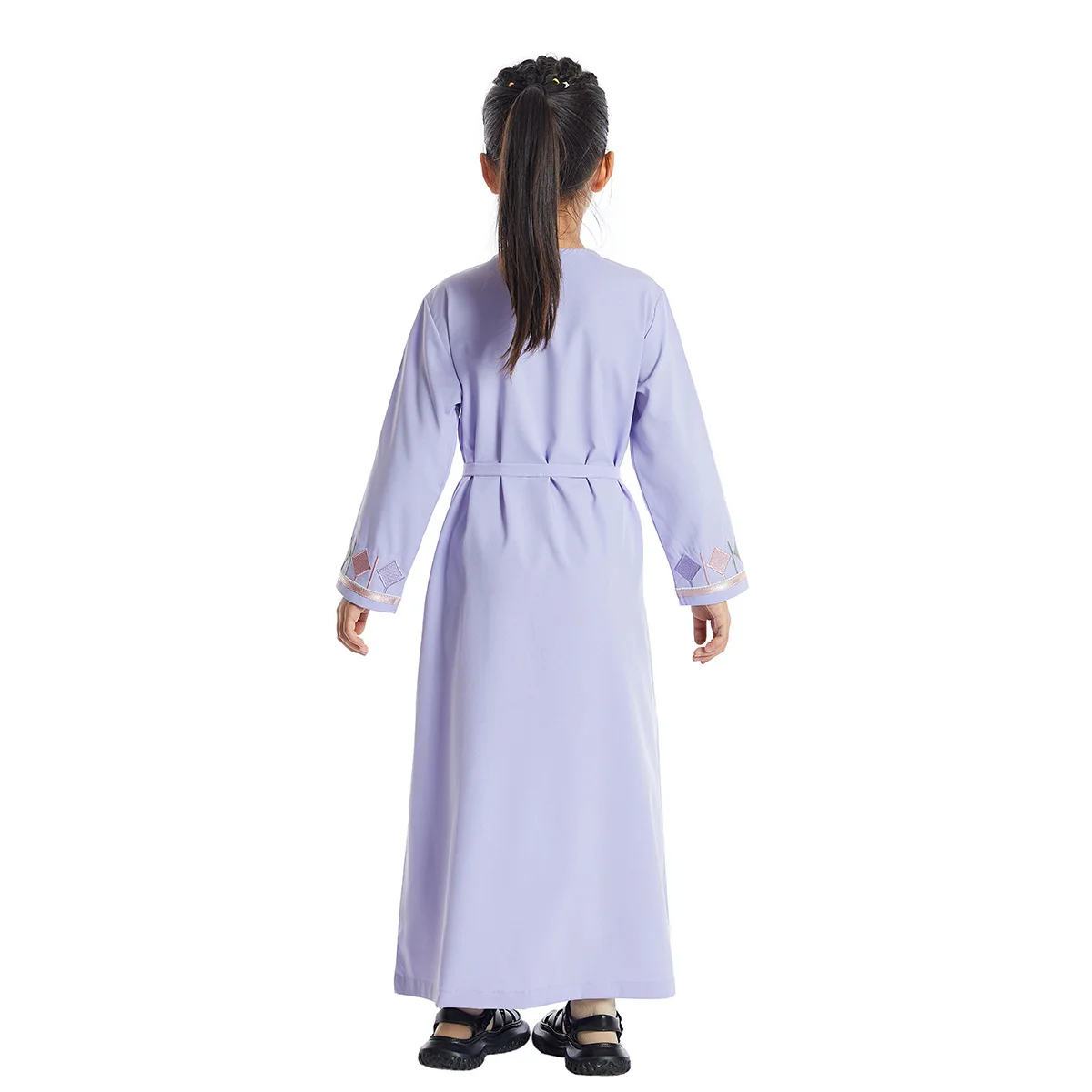Muslim Islamic Girls Ramadan Embroidery Abaya Dress Children Long Sleeve Kaftan Gown Arab Prayer Robe Turkish Kids Clothing