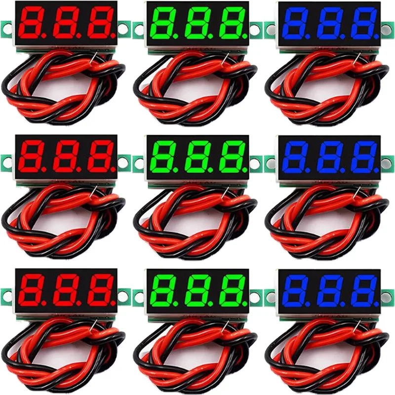 1/10pcs 미니 LED 디지털 전압계 볼트 전압 패널 미터 레드/블루/그린 자동..