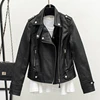 Fall Women Short Black PU Jacket Gothic Punk Style Fashion Motorcycle Leather Jacket Casual Wild Coat Goth Winter Coats 1