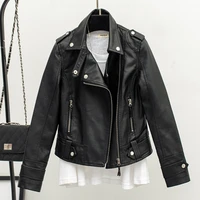 Fall Women Short Black PU Jacket Gothic Punk Style Fashion Motorcycle Leather Jacket Casual Wild Coat Goth Winter Coats 1