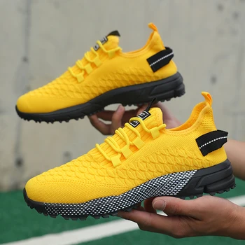 أحذية رياضية رجالية صيفية شبكية قابلة للتنفس خفيفة الوزن للجري أحذية رياضية للشباب للجري والرياضة والترفيه ذات قاع مسطح وأربطة