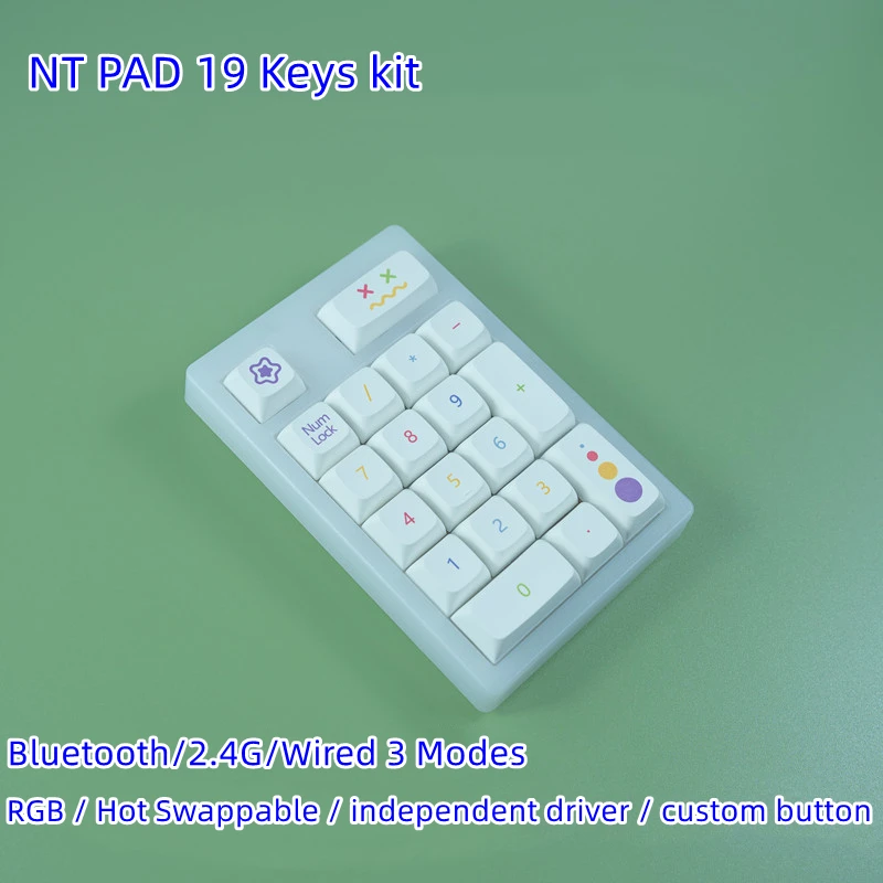 

NT PAD 19 Keys Hot Swappable Mechanical Numeric Keypa Wireless 2.4G Type-C Bluetooth 3 Mode RGB Backlit Programmable Mini Numpad