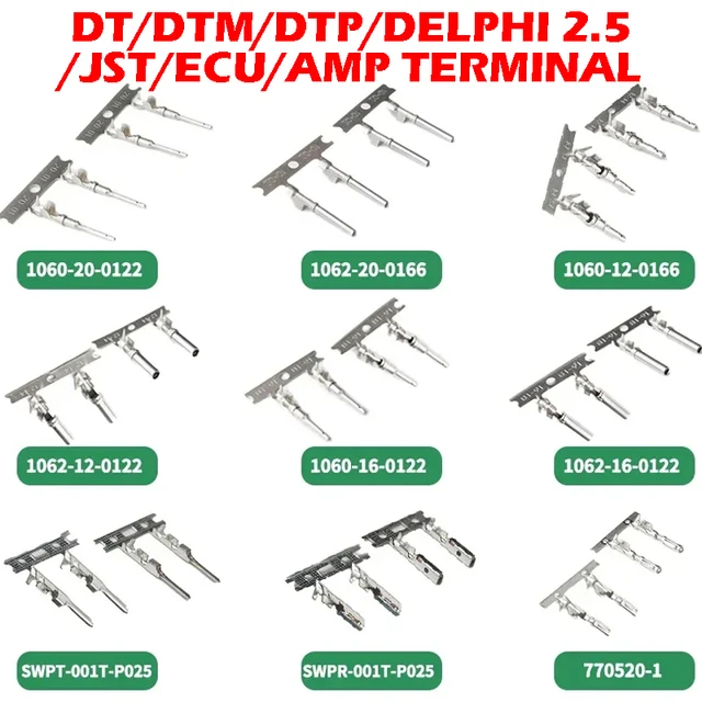 100/500PCS Male Female Terminals DEUTSCH DT/DTM/DTP/JST/AMP/Delphi/ECU Pins 1062-16-0122 1062-12-0166 770520-1 12089307 1