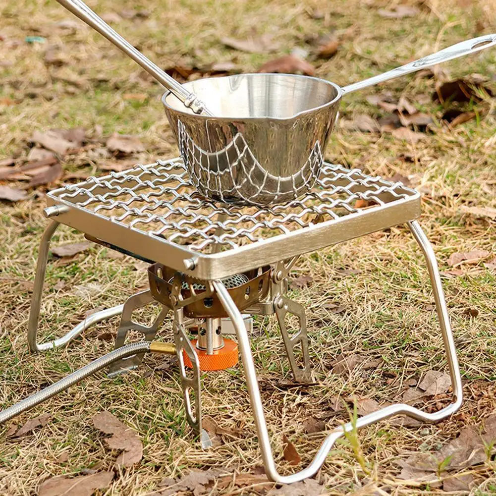 Foldable Outdoor Campfire Grill Portable Stainless Stand Grate Camping