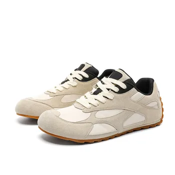 Amanti Sneakers Scarpe casual in pelle scamosciata di mucca Donna Uomo Stringate Punta tonda Appartamenti Antiscivolo Comfort Scarpe da passeggio concise di colore misto 1