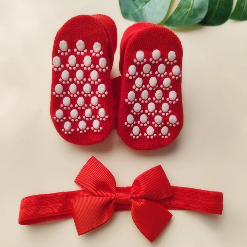 2Pcs/Set Baby Girls Headband + Socks Set 0-12 Months Cute Toddler Princess Socks Autumn Infant Bowknot