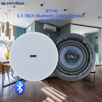 6.5 인치 40W 블루투스 플러시 마운트 스피커, ABS 재료, 프레임리스 동축 천장 스피커, 클래스 D 앰프 가정용 내장