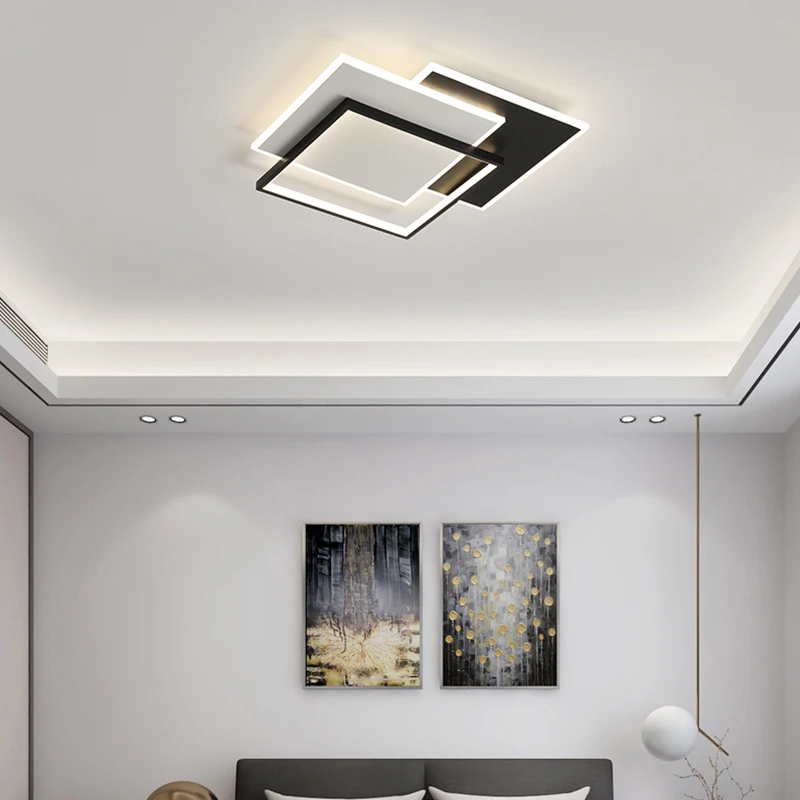 Prosty żyrandol Led nowoczesny salon sufit pokoju lampy nowy ściemniania sypialnia jadalnia prostokąt wystrój wnętrz oprawy oświetleniowe