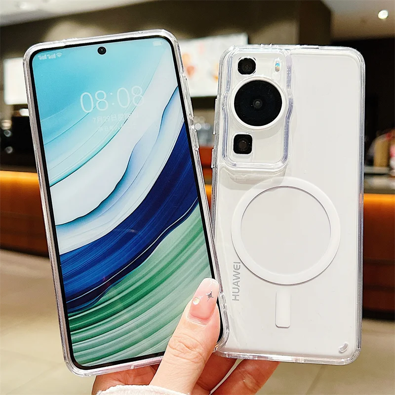 Sleek Transparent Magnetic Acrylic Case with Wireless Charging & Shockproof Protection