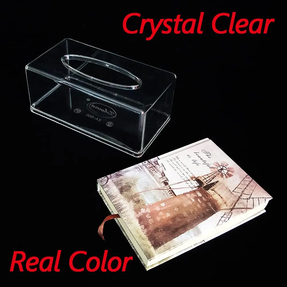 Square Clear Acrylic Tissue Box Box Covers Rectangular Bathroom Facial Napkin Box Holders Table Clear Dryer Sheet Dispenser