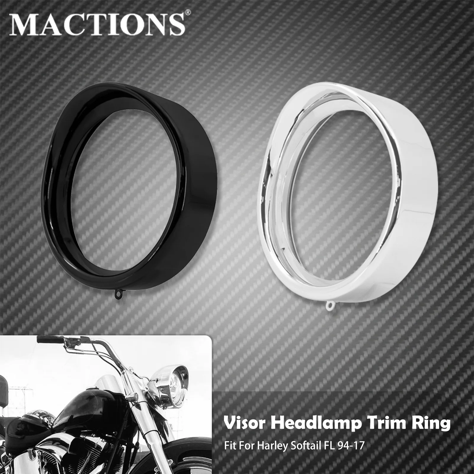 

Motorcycle Visor Bezel Headlight Trim Ring LED HeadLamp Cover For Harley Softail Fat Boy FLSTC FLST FLSTFB 1994-2017 FLRT 15-Up