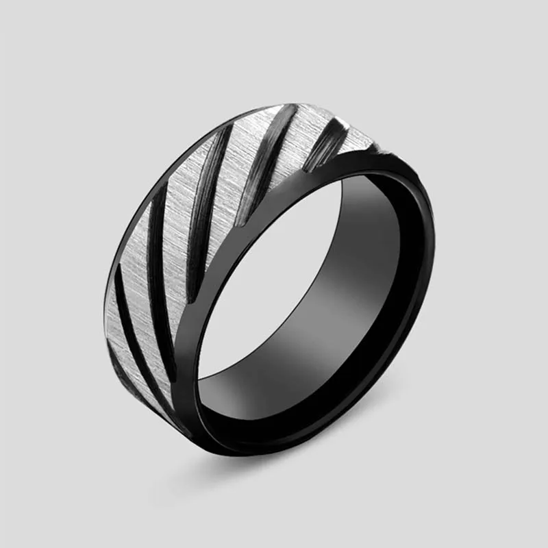 Men Rings Stainless Steel Oblique Line Finger Rings Anniversary Couple Jewelry finger rings fashion rings fashion ring couple rings stainless steel rings metal rings