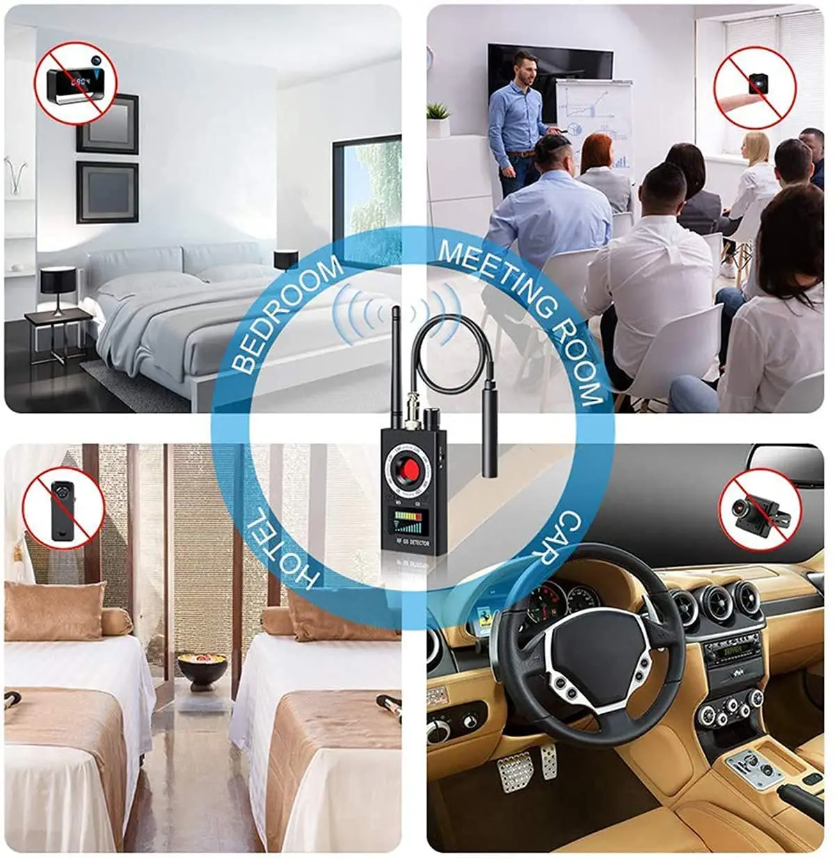 Professional RF Signal detector Anti-spy Detector Camera GPS Signal Lens RF Tracker GSM Audio Bug Finder GPS Scan ing
