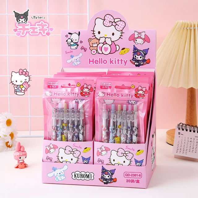 6Pcs Sanrioed Neutral Pen Kawaii Students Stationery Anime My Melody Kuromo  Hello Kitty Cute Cartoon Gel Pens Kids School Gifts - AliExpress