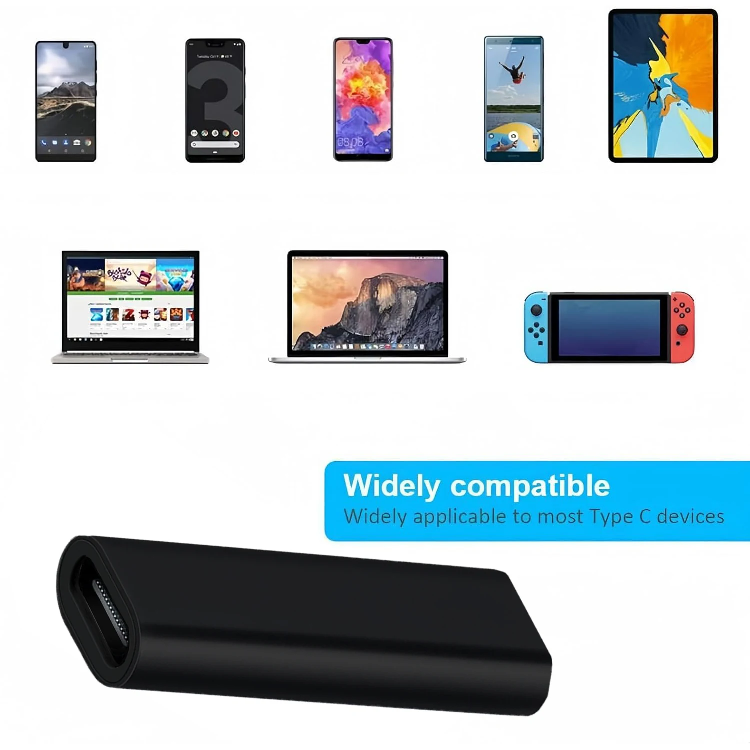 1/2팩 USB C 암-암 어댑터 USB C 연장기 USB 커플러 데이터 전송 및 고속 충전 지원 타입 C 커넥터