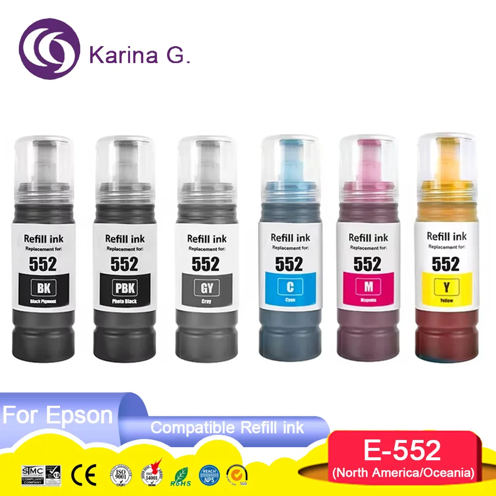 T552 552 Premium Color Compatible Bulk Bottle Water Based Refill Ink for Ecotan