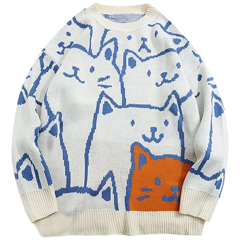 

Y2k Vintage Sweater Men 2023 Winter Cartoon Loose Knitted Sweater Japanese Harajuku Hip Hop Streetwear Women Knitwear Pullovers