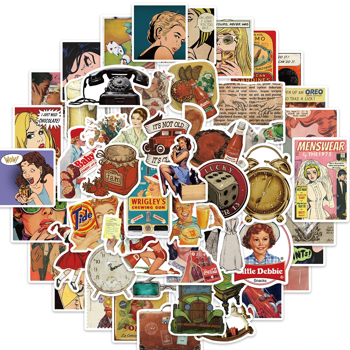 

10/52pcs Classic Retro Poster Stickers Graffiti Aesthetics Skateboard Waterproof Guitar Luggage Laptop PVC Car Stickers Decal