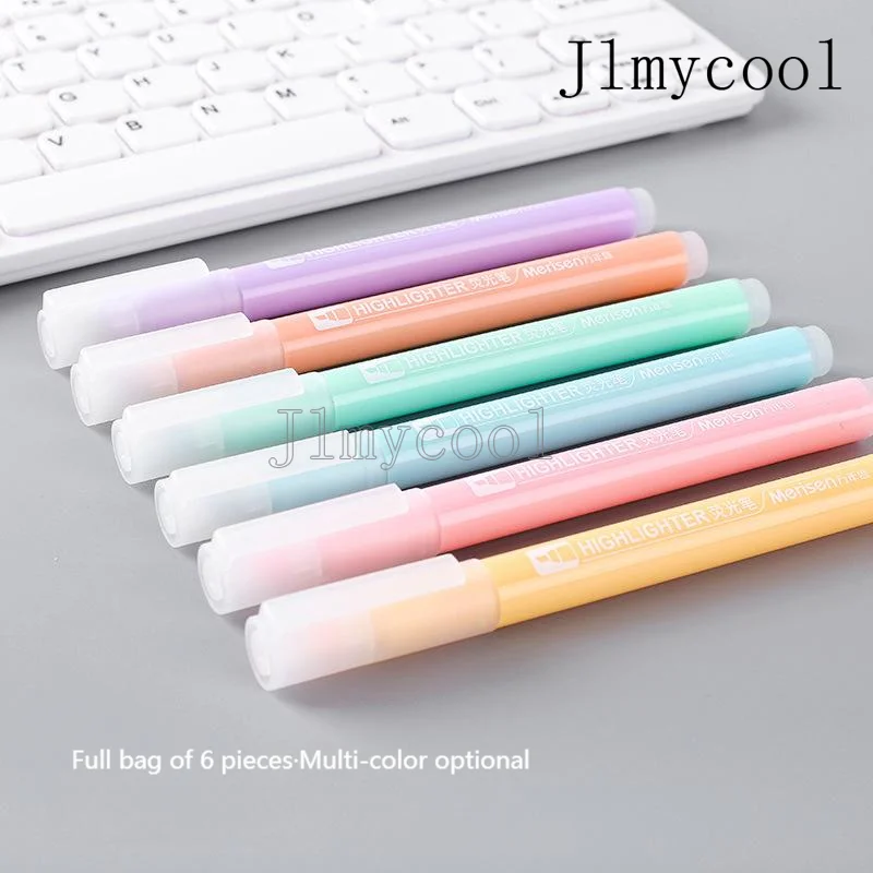 6PCS 마카롱 6색 형광펜, 학생용 마커 그래피티 펜 신선한 캔디 컬러 핸드북 펜 W-885-6