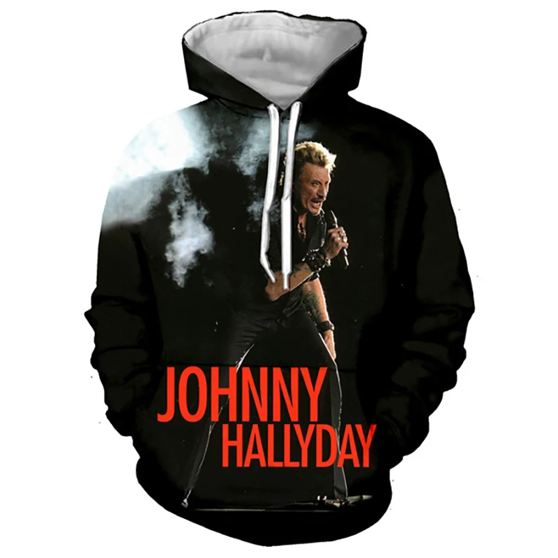 

French Rocker Johnny Hallyday Hoodie Men Women 3D Printed Sweatshirt Casual Fashion Oversized Hip Hop Pullover Jacket
