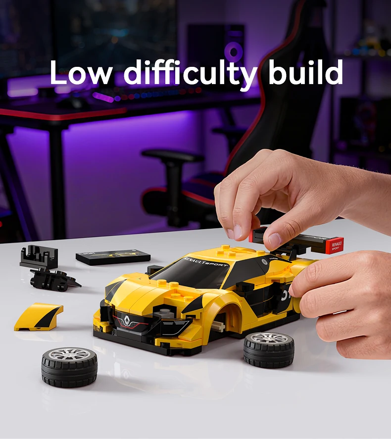 NEUER CaDA 1:24 Baustein-Set Maxi Turbo Auto Renault Supersportwagen Retro-Auto Bausteine Geburtstagsgeschenk für Erwachsene Kinder Jungen – Detail 6