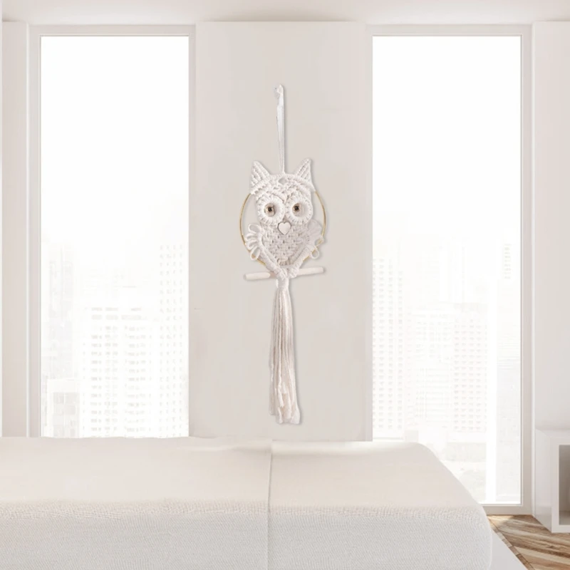 Handmade Cotton Thread Wall Hangings Decorations Wovened Owl Macrames Wall Hangings Pendants Ornament 4