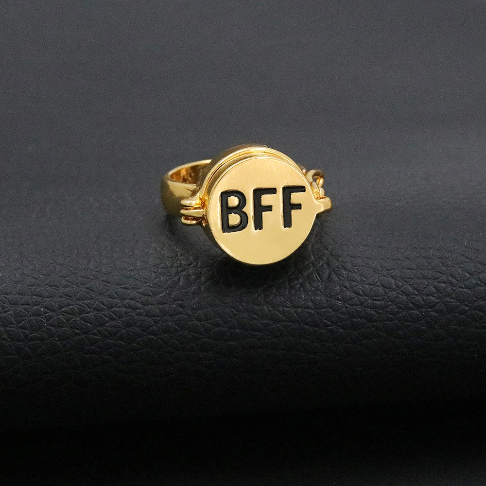 thumbnail image 2 of YILUOCD 2Pcs Upgraded Best Friends Forever BFF Rings, New Fun Buckle And Bettle Rotating Bearings Rings, Cartoon Anime Aesthetic Friendship Jewelry Gifts (1Pcs 2 of 9
