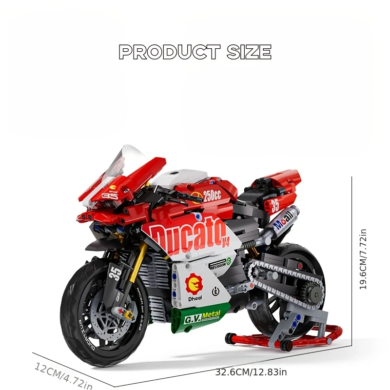 멋진 빨간색 오토바이 빌딩 블록, 교육용 조립 장난감, 쉬운 조립, 소년들을 위한 완벽한 축제 및 생일 선물