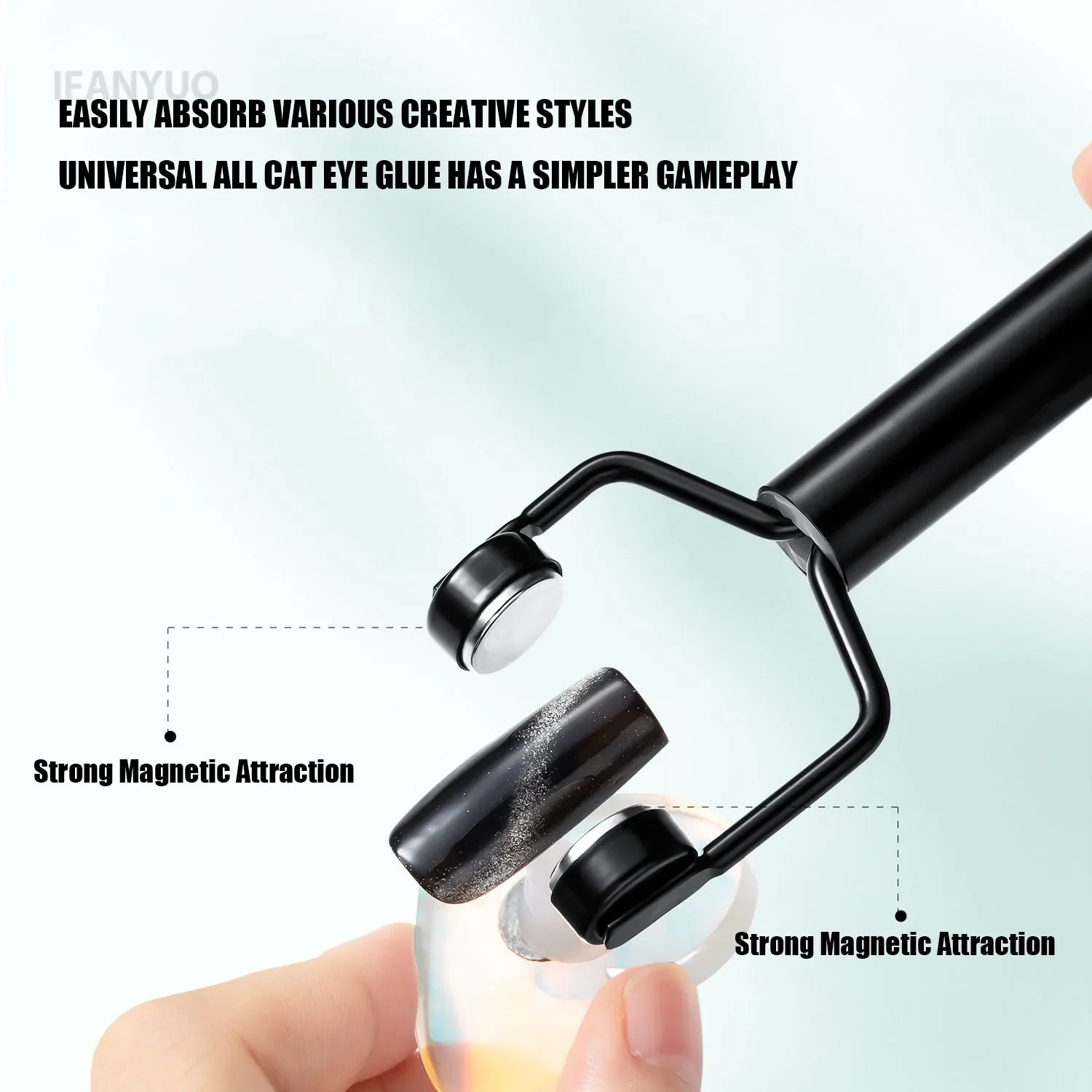 Y-shape Strong Stick for Nail Cat Eye Double Head UV Gel Polish Nail Art Tool Effect Manicure Magnet Stick Manicure Tools Cat Eye Nail Tool Magnetic Nail Art Tools Magnetic Nail Pen Magnetic Nail Tools Nail Care Tools