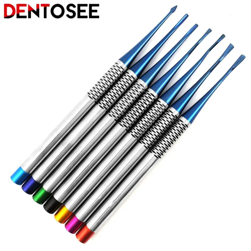 

7Pcs/Kit Dental Implant Luxating Root Tooth Elevator Knife Titanium Alloy Extraction Minimally Invasive Dentist Tool
