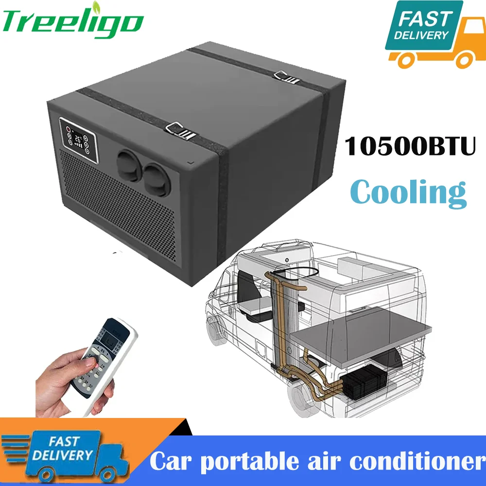 Treeligo Car Portable Electric Air Conditioner 24V Integrated Built-in Air Conditioner with Remote Control for RV Camper Truck