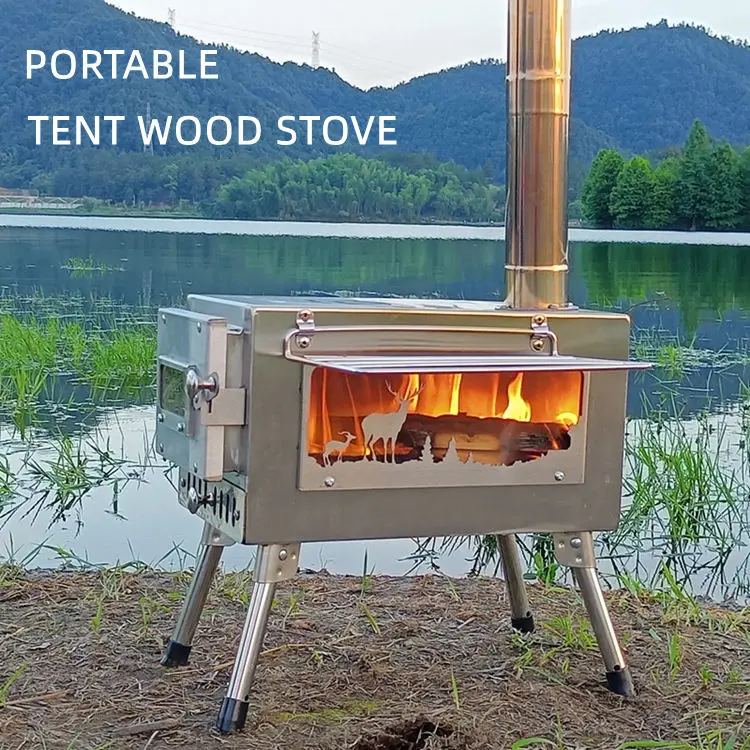 Tente poêle à bois Portables poêle à bois d39extérieur avec fenêtres accessoires de Campings