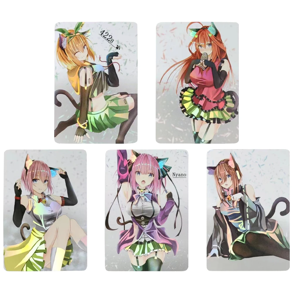 

5Pcs/set The Quintessential Quintuplets Flash Card Nakano Miku Nino Yotsuba Itsuki Cat Ear Girl Classic Anime Collection Cards