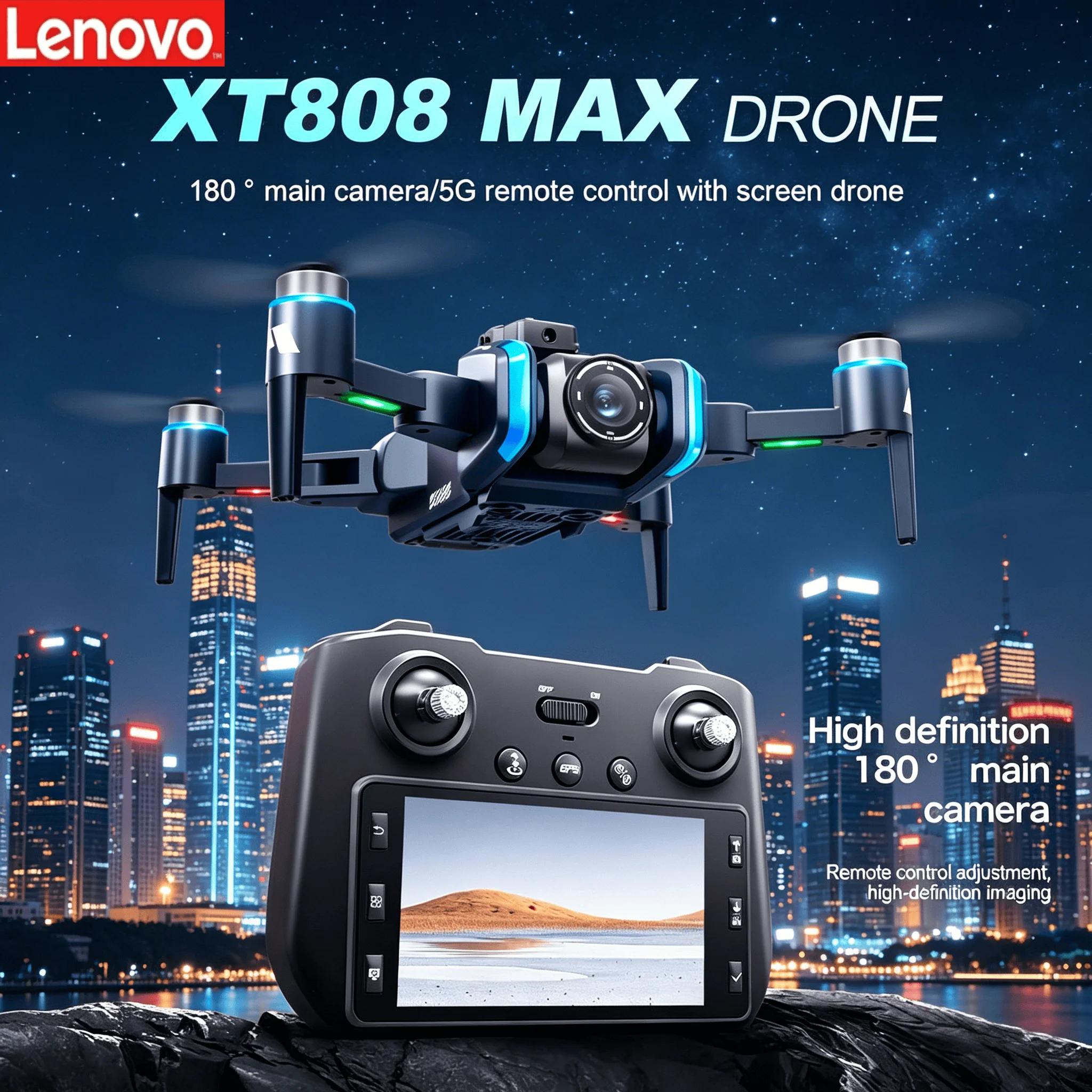 레노버 XT808 맥스 GPS 드론 브러시리스 모터 HD 듀얼 카메라 5G WIFI FPV 접이식 RC 쿼드콥터 자동 복귀 장시간 비행