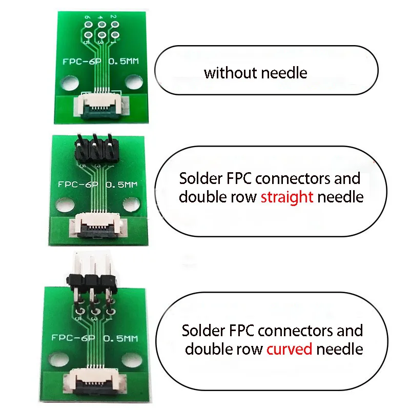 1 Stück FPC-Verbindungsplatine, geschweißt, 0,5 mm Sockel und zweireihige gerade gebogene Nadeln, 6 8 10 12 20 24 30 36 40 42 45 50 54 56 60 80 Pin