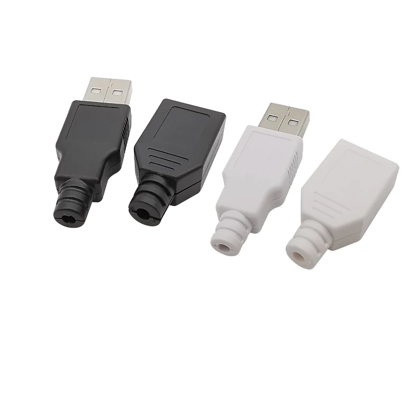 10Pcs USB 2.0 유형 A 남성 플러그/여성 소켓 4 핀 납땜 커넥터 USB 포트 충전 데이터 케이블 수리 DIY 조립 어댑터