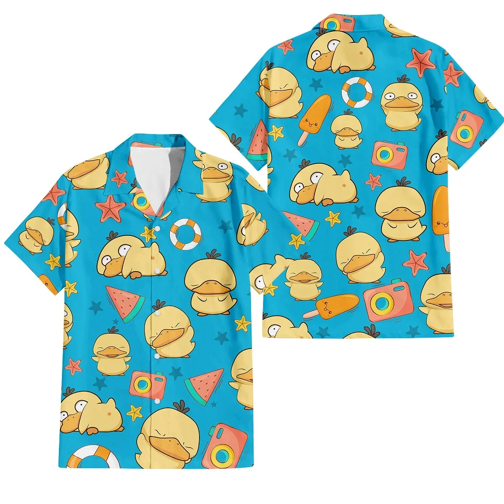 New Hawaiian Men's T-shirt 3D Fun Cartoon Animal Print Men's Summer Loose Beach Oversize Short-sleeved T-shirt Top Men's Unisex american casual suit men cartoon animal duck goose print oversize top loose shirt shorts two piece set summer streetwear unisex