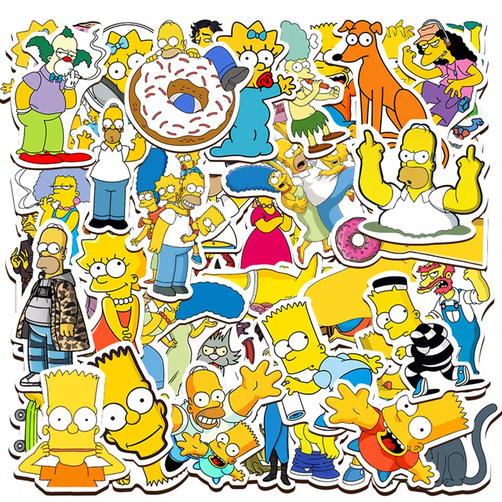 10/30/50pcs Cartoon Simpson Family Comedy Stickers for Laptop Luggage Skateboard Waterproof Graffiti Decals Kid Toys Sticker