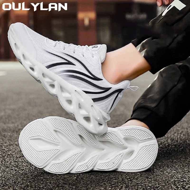 

Oulylan Sport Blade Cushioning Jogging Trainers Lightweight Shoes Fashion Running Shoes Men Flame Printed Sneakers Knit Athletic