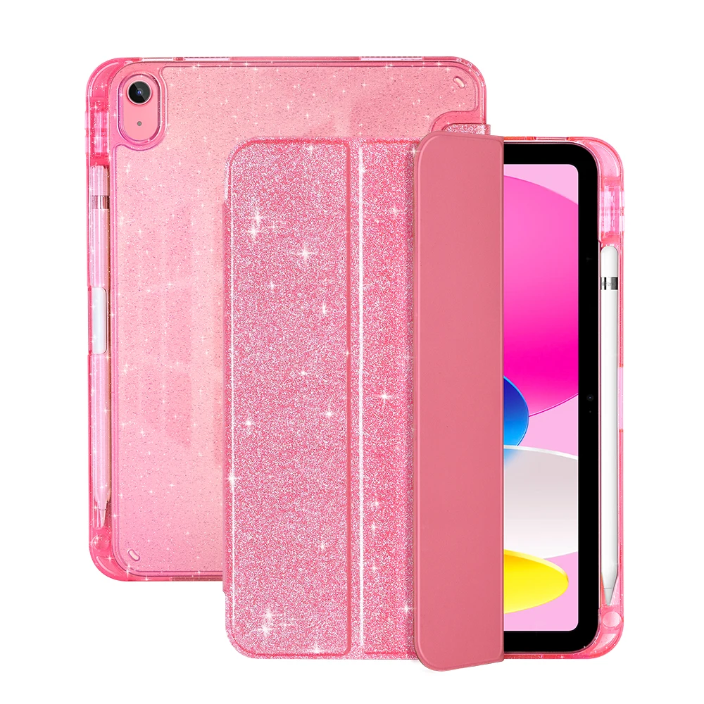 Sparkling Shell iPad Case with Pencil Holder - Elegant Smart Cover