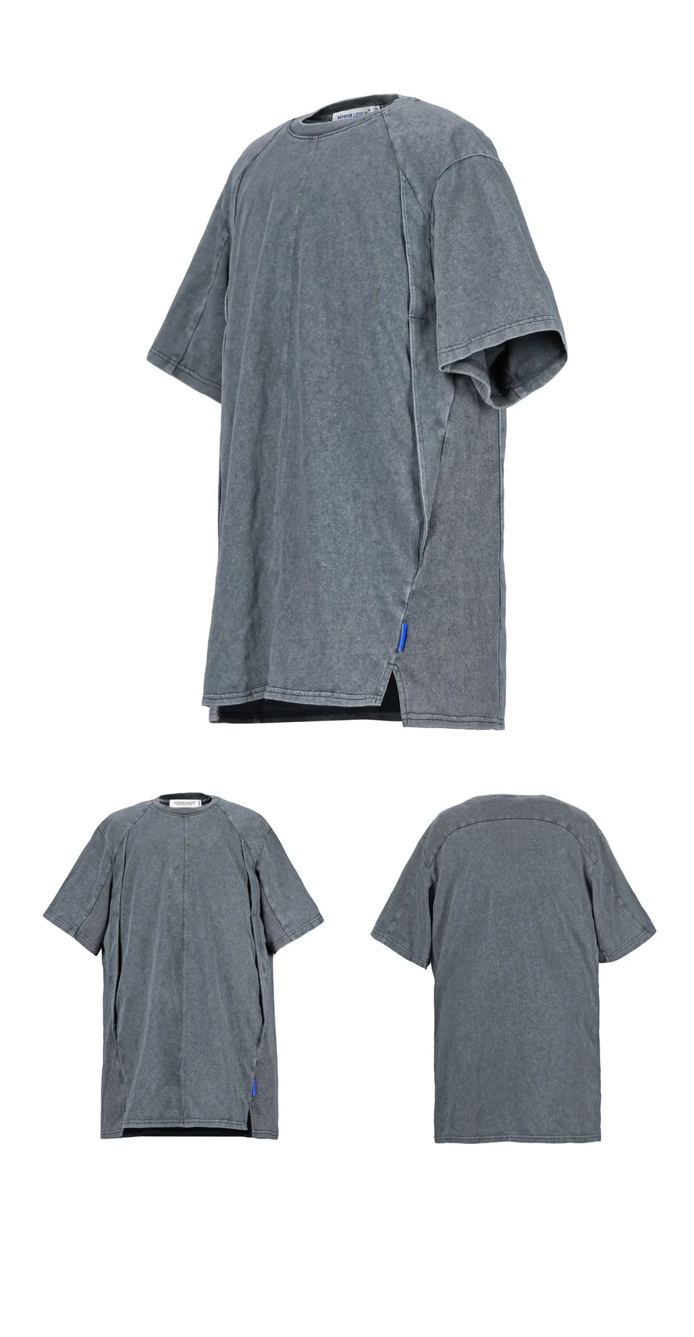Reindee lusion 23ss 201 structural cut pure cotton t-shirt stacked structure diamond shape hem techwear gorpcore