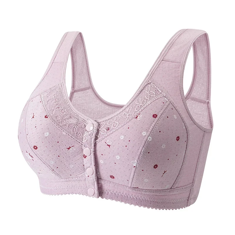 2025 New Confortable Bra Cotton Women Wire Free Bras Push Up Front Closure Underwear Female Everyday Lingerie Large Bust 50BCD 2