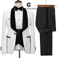 Cenne Des Graoom Latest Coat Design Tuxedo Suits For Men Tailor-Made Shawl Velvet Lapel 3 Pieces Blazers Vest Trousers Wedding 1
