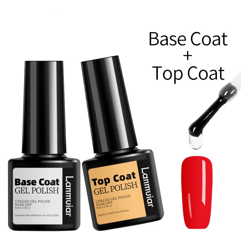 QI DUO No Wipe Top Base Coat Nail Gel Polish Design Enhancer Varnish Semi Permanent Soak Off UV LED Nail Art Tool