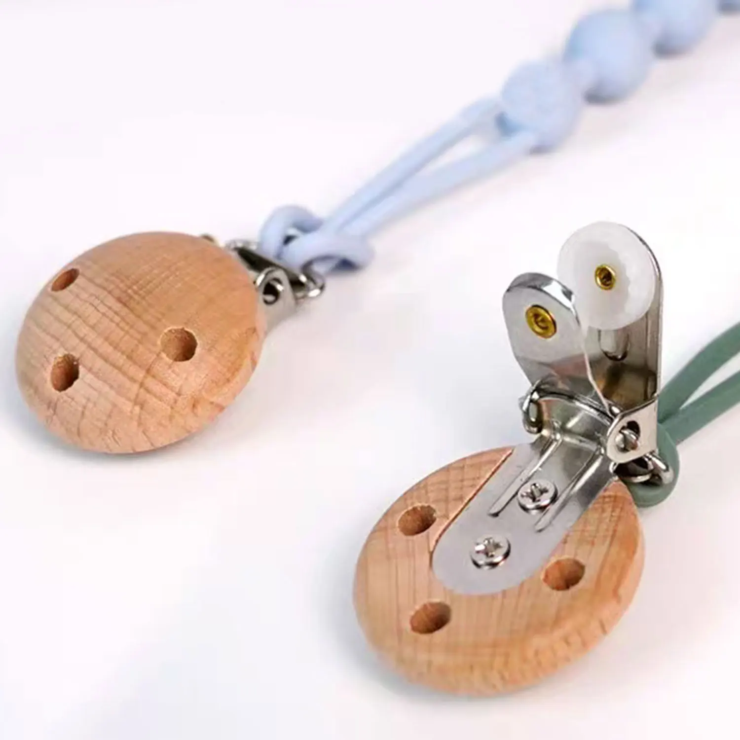 Baby Pacifier Anti-Chain Stroller Teeth Anti-Loss Bear Chain Silicone Pacifier Clip Toy Bite Glue Lappet