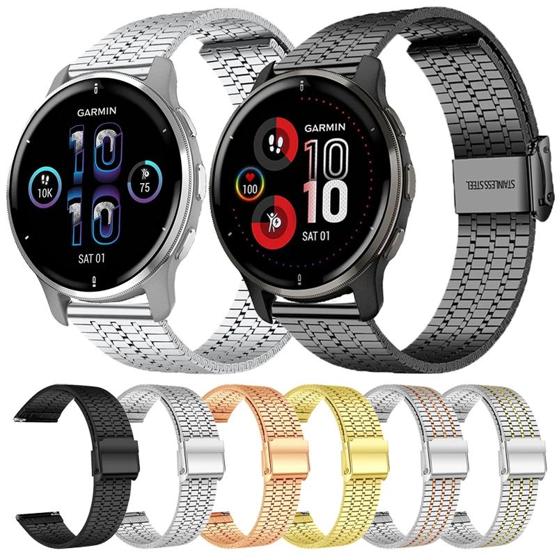 

Ремешок из нержавеющей стали для смарт-часов Garmin CAME 2 Plus, металлический браслет Correa для смарт-часов Garmin Vivoactive 3 4/CAME Sq Music